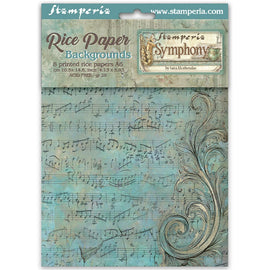 Stamperia - Symphony - A6 Assorted Rice Papers "Backgrounds" (8 Sheets)