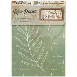 Stamperia - Flowers & Poems - A6 Assorted Rice Papers "Backgrounds" (8 Sheets)
