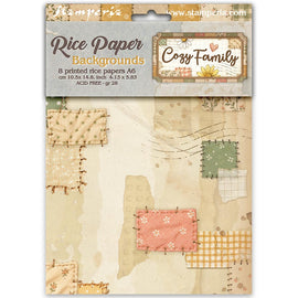 Stamperia - Cozy Family - A6 Assorted Rice Papers "Backgrounds" (8 Sheets)
