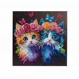 Diamond Dotz - Stretched Canvas - Floral Crown Kittens 30x30cm