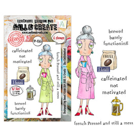 AALL & Create - A7 Photopolymer Clear Stamp Set #1365 - Dee Caffeinated (6pcs)