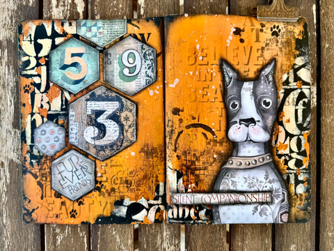 A Weekend of Classes with Stamperia's Antonis Tzanidakis - Class 4 "A Dog's Equation Dble Journal Page" - Saturday 27 June 26 - 7pm to 10pm