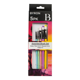 Jasart - Byron Pastel Paint Brush Set (5pc) - Flat, Round & Filbert