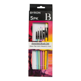 Jasart - Byron Pastel Paint Brush Set (5pc) - Flat & Round