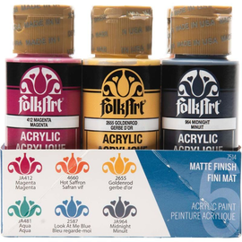Plaid - Folk Art Acrylic Paint 2oz - Under The Sea - Set Of 6
