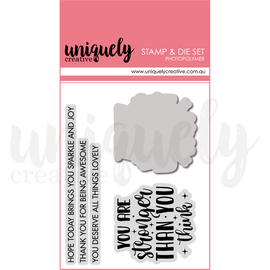 Uniquely Creative - Heart & Soul -Stronger Than You Think - Mini Stamp & Die Set