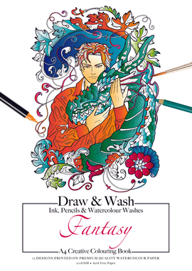 Jasart - A4 Adult Colouring Book - Draw & Wash - Fantasy