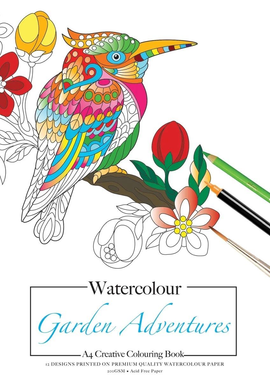 Jasart - A4 Adult Colouring Book - Watercolour - Garden Adventures