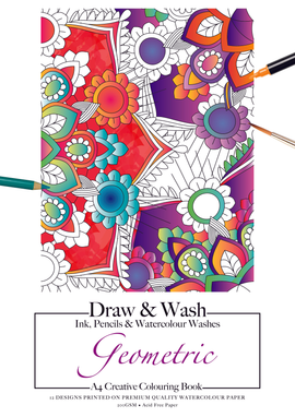 Jasart - A4 Adult Colouring Book - Draw & Wash - Geometric