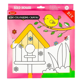Jasart - Kids Colouring Canvas - Bird House 10"x10"