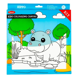 Jasart - Kids Colouring Canvas - Hippo 10"x10"