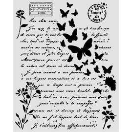 Stamperia - Flowers & Poems - Stencil - Letter & Butterflies (20x25cm)