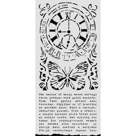 Stamperia - Gardens of Time - Stencil 12x25cm - Clock & Butterfly