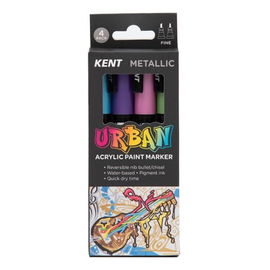 Kent - Urban Paint Markers - Metallic - Super Fine - Pack of 4