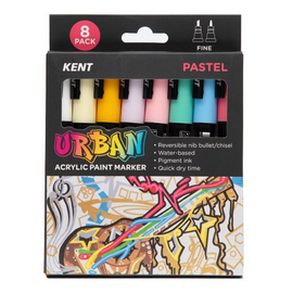 Kent - Urban Paint Markers - Pastel - Super Fine - Pack of 8