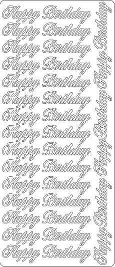 PeelCraft Stickers - Happy Birthday Asst - White (PC2777W)
