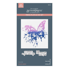 Spellbinders - Beautifully Imperfect - BetterPress Plate & Die Set - Butterfly Splatter 5pc
