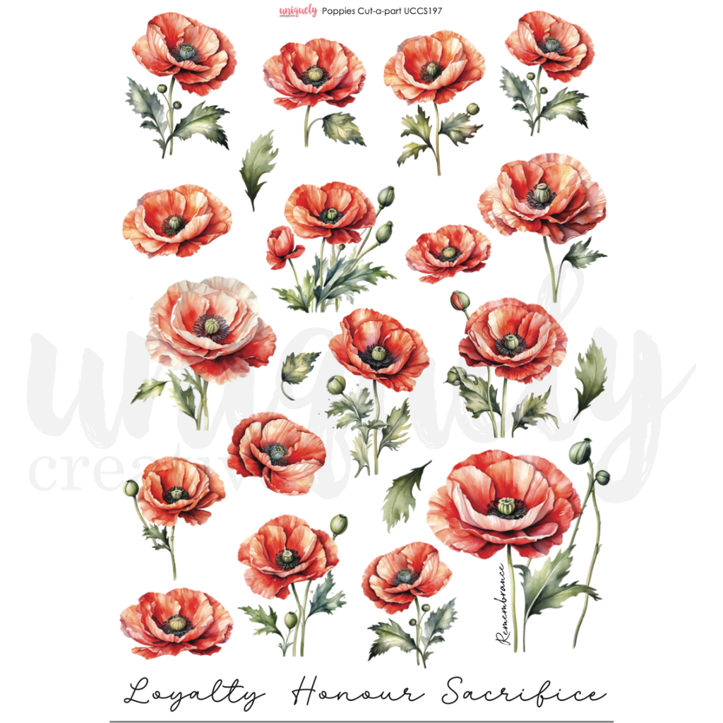 Uniquely Creative - Poppies - A4 Cut-A-Part Sheet – Embellish It