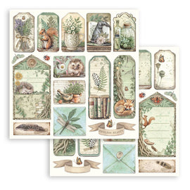 Stamperia - Herbarium Silvae - 12x12 Paper "Tags and Letters"