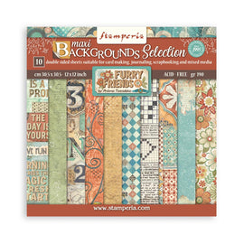 **Pre-Order** Stamperia - Furry Friends - 12x12 Paper Pack "Backgrounds" (ETA Beg Nov 25)