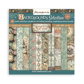 Stamperia - Gardens of Time - 8x8 Paper Pack "Backgrounds