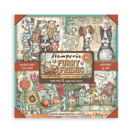 **Pre-Order** Stamperia - Furry Friends - 8x8 Maxi Paper Pack (22 S/S Sheets) (ETA Beg Nov 25)