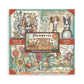 **Pre-Order** Stamperia - Furry Friends - 12x12 Maxi Paper Pack (22 S/S Sheets) (ETA Beg Nov 25)