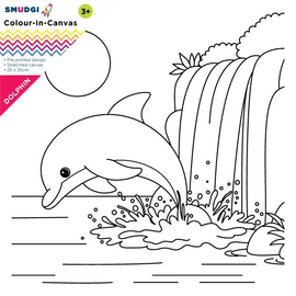 Smudgi - Colouring Canvas - Dolphin - 25x25cm