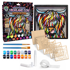 Splat Planet - Create Your Own - Wooden Art Craft Kit - Highland Cow 25x25cm