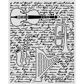 Stamperia - Symphony - Stencil - Violin, Trumpet & Harp (20x25cm)