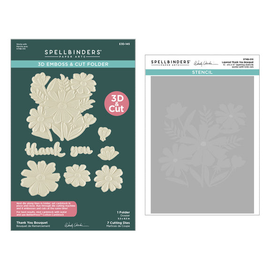 Spellbinders - Wendy Vecchi - 3D Emboss & Cut Folder with Stencil Bundle - Thank You Bouquet
