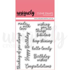 Uniquely Creative - Paperbark Blooms - Photopolymer Stamp - Celebration Sentiments