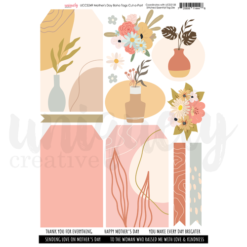 Uniquely Creative - Mother's Day Boho Tags - A4 Cut-A-Part Sheet