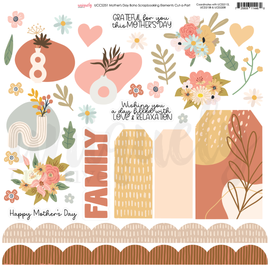 Uniquely Creative - Mother's Day Boho Scrapbooking Elements- 12x12 Cut-A-Part Sheet