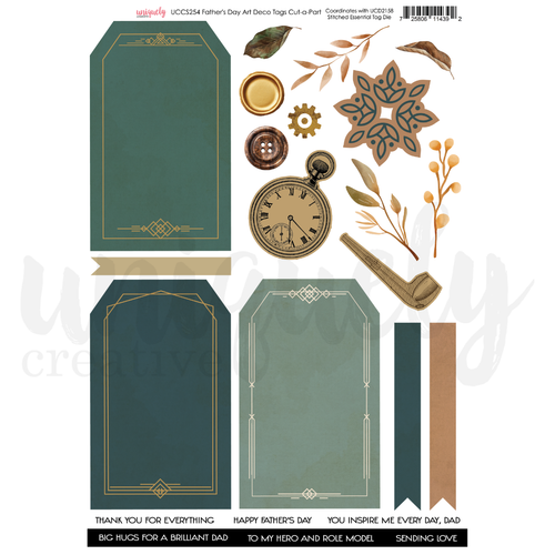 Uniquely Creative - Father's Day Art Deco Tags - A4 Cut-A-Part Sheet