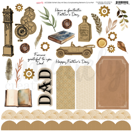 Uniquely Creative - Father's Day Art Deco Scrapbooking Elements - 12x12 Cut-A-Part Sheet