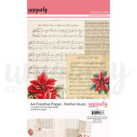 Uniquely Creative - Home For Christmas - A4 Creative Paper "Festive Music"