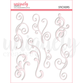 Uniquely Creative - Tea & Tranquility - Puffy Stickers - White Flourish