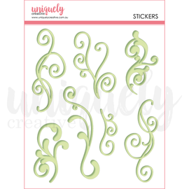 Uniquely Creative - Tea & Tranquility - Puffy Stickers - Green Flourish