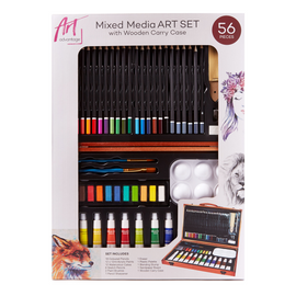 Art Advantage - Mixed Media Art Set with Wooden Carry Case (56pc)