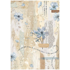 Stamperia - Create Happiness Secret Diary - A4 Rice Paper "Blue Flower"