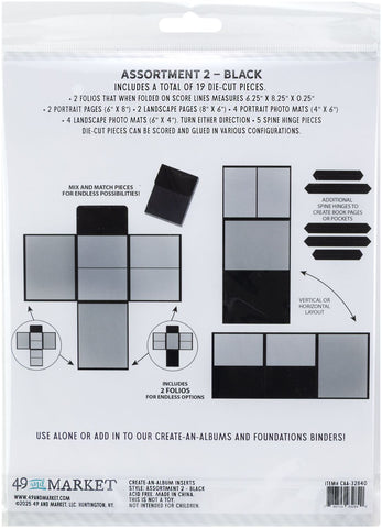 49 and Market - Create an Album Inserts - 6x8 Assortment 2 - Black