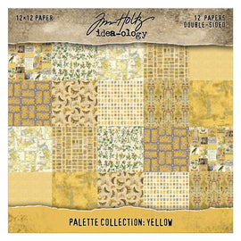 Tim Holtz Idea-ology - 12x12 Palette Collection - Yellow (12 Papers)