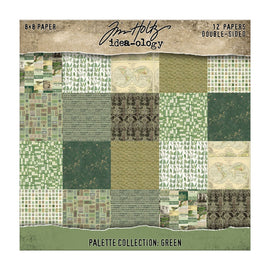 Tim Holtz Idea-ology - 8x8 Palette Collection - Green (12 Papers)
