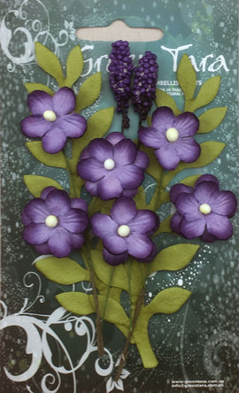 Green Tara Flowers - Primrose - Aubergine