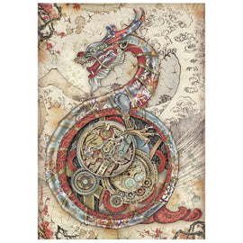 Stamperia - A4 Rice Paper - Sir Vagabond in Japan "Mechanical Dragon"