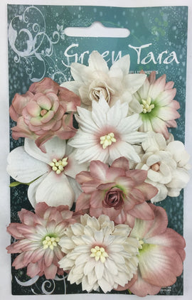 Green Tara Flowers - Cornflowers - Beige