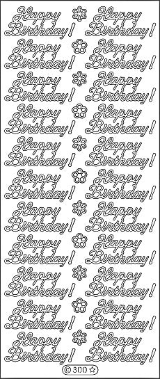 PeelCraft Stickers - Happy Birthday Text - Black (PC300BK)