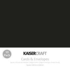 Kaisercraft - Cards and Envelopes Pack - Square Black (10pk)