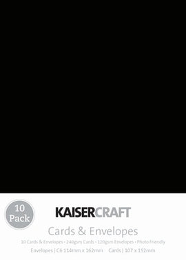 Kaisercraft - Cards & Envelopes - C6 Black (10pk)